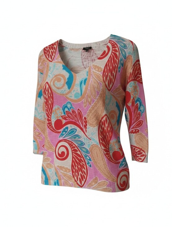 Talbots Tops - Talbots Pink Multi Paisley V-Neck Tunic